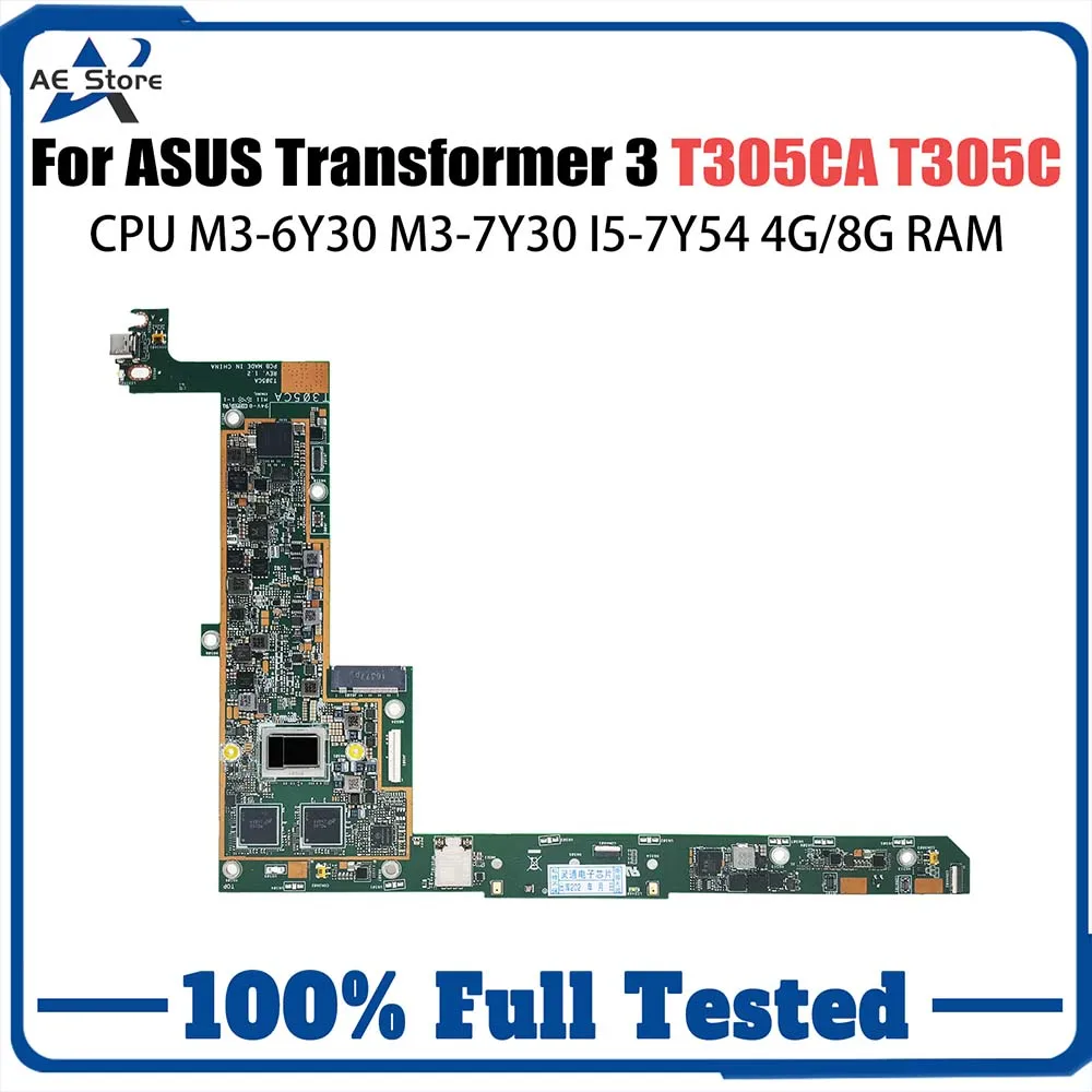 Laptop Moederbord Voor ASUS Transformer T305C T305CA Computer Moederbord M3-6Y30 M3-7Y30 I5-7Y54 4G 8G-RAM 100% Werken TEST