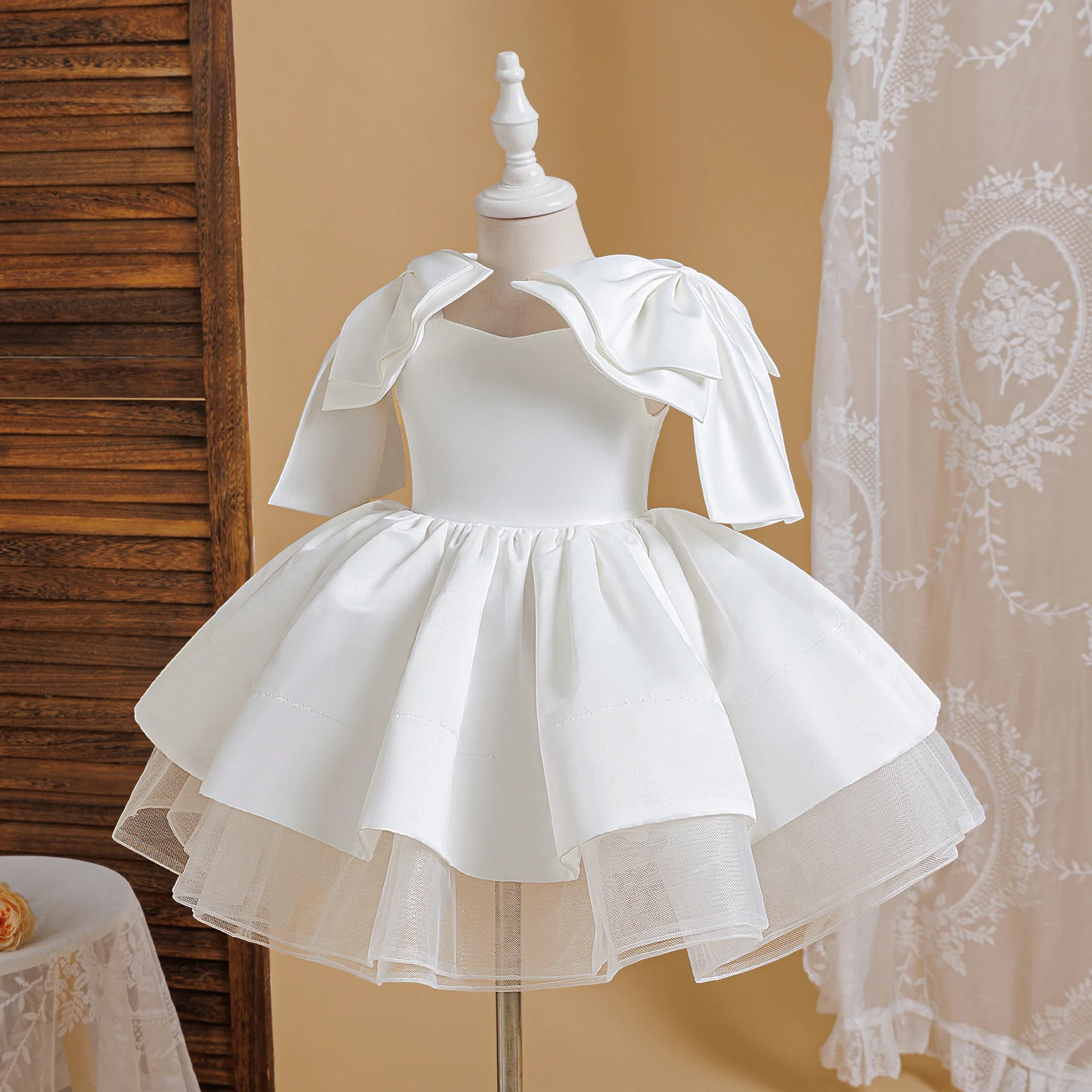 Girls' Party Dress Kids Girl White Clothes Child Princess Dresses 4-7 Years