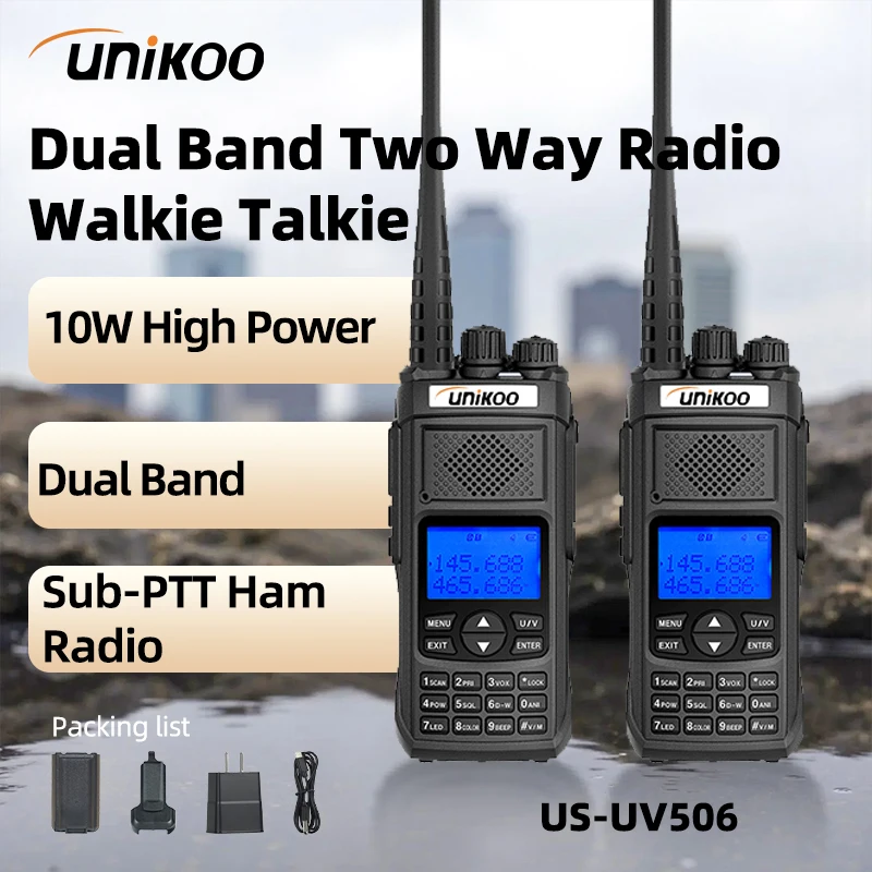 

UNIKOO US-UV506 Walkie Talkie 10W Air Band Radio Tyep C Charge UHF VHF DTMF FM Wirless Copy Frequency Two Way Ham Radio