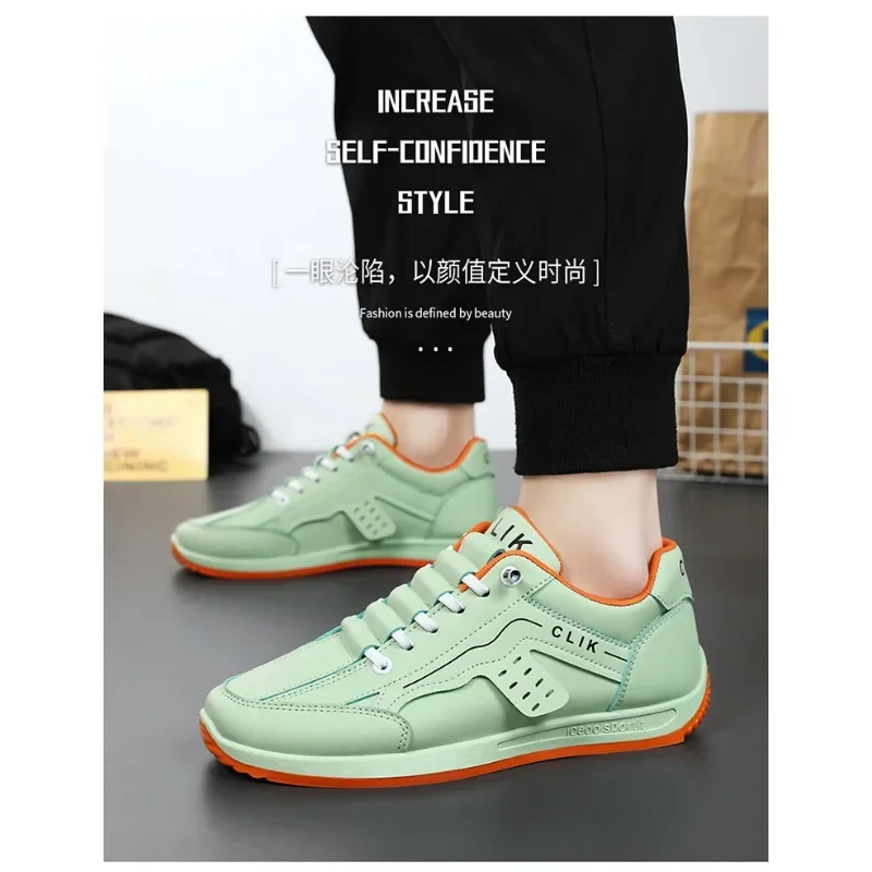 Solid Color Men's Sneakers Green and Grey Concise Casual Shoes Platform Lightweight Man Shoes Autumn Outdoor Running Sport Shoe