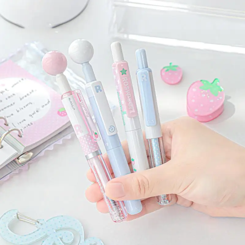 Short Design Pen Set of 4: 360° Rotating, High Beauty, Decompression Brushing & Problem-Solving