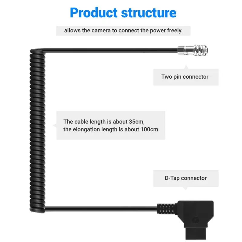 D-Tap To BMPCC 4K 2 Pin Locking Power Cable For Blackmagic Pocket Cinema Camera 4K For Sony V Mount Battery