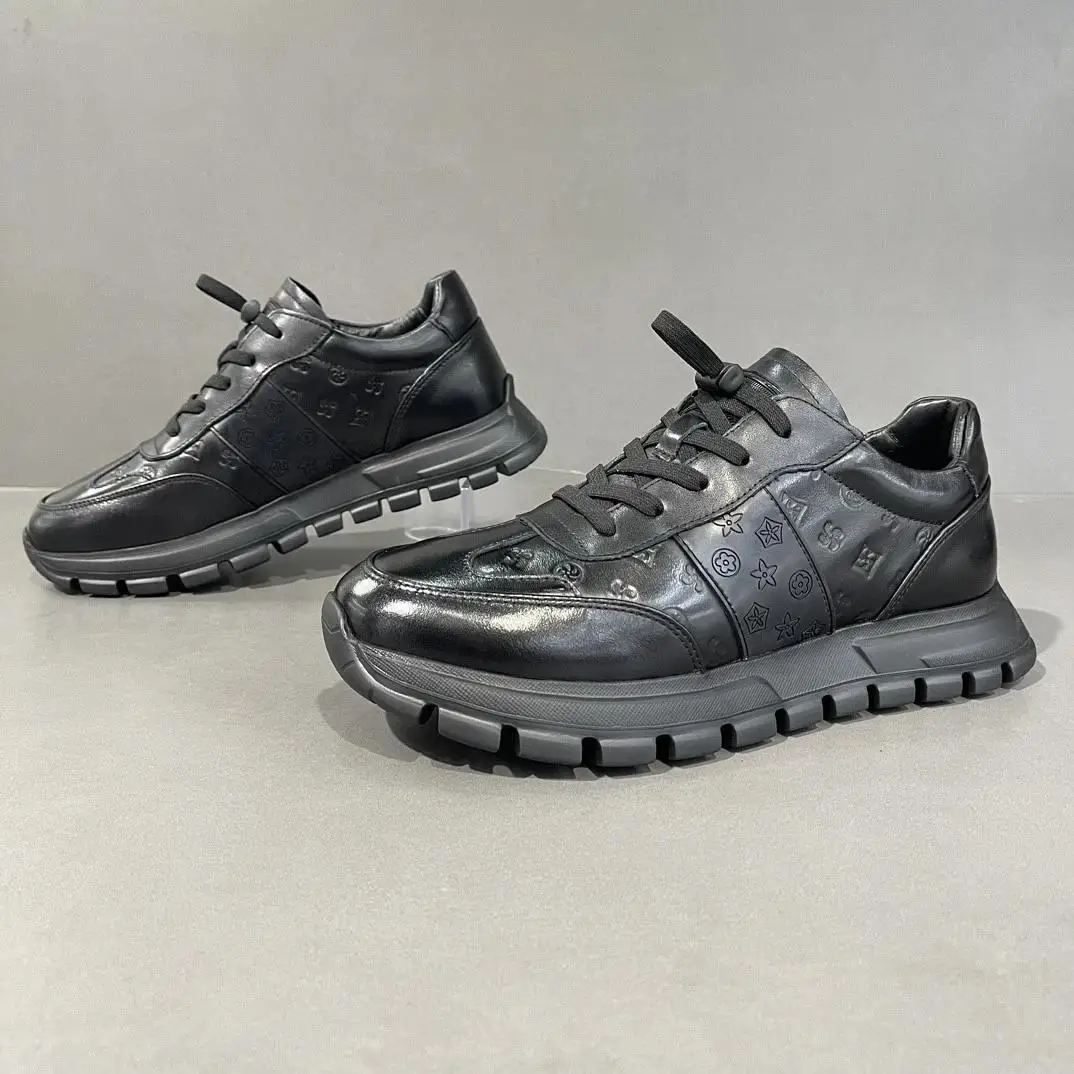 Europe Designer Shoes for Men Genuine Leather Casual Shoes Trend Print Flat Sport Shoes Street Cool Sneakers