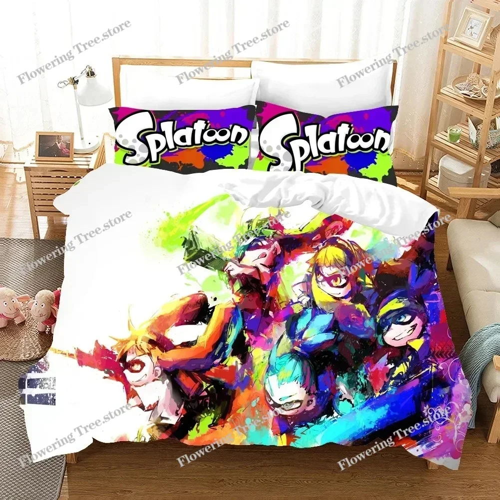

3D Print Anime Game Splatoon Bedding Set Duvet Cover Bed Set Quilt Cover Pillowcase Comforter king Queen Size Boys Adult029963