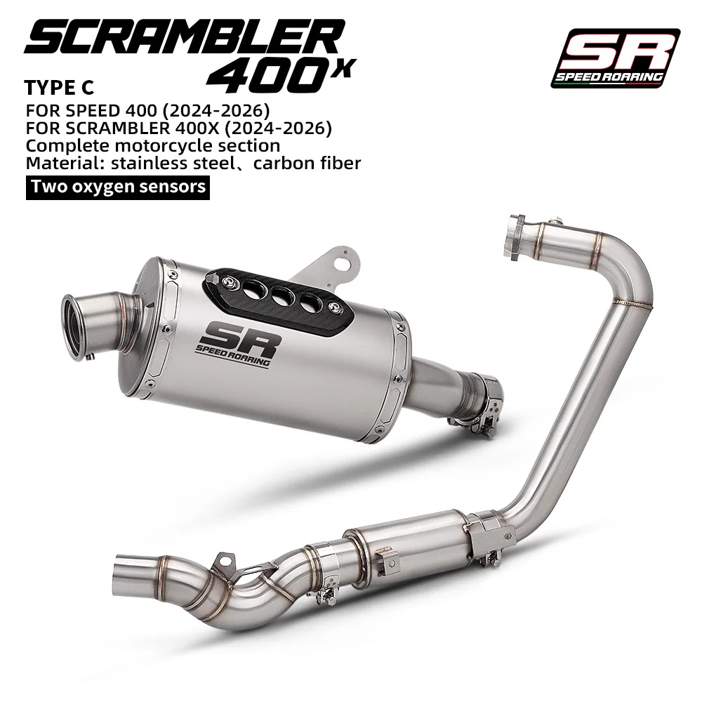 For 2024-2026 Speed Scrambler 400X full motorcycle exhaust system exhaust pipe scrambler 400X exhaust