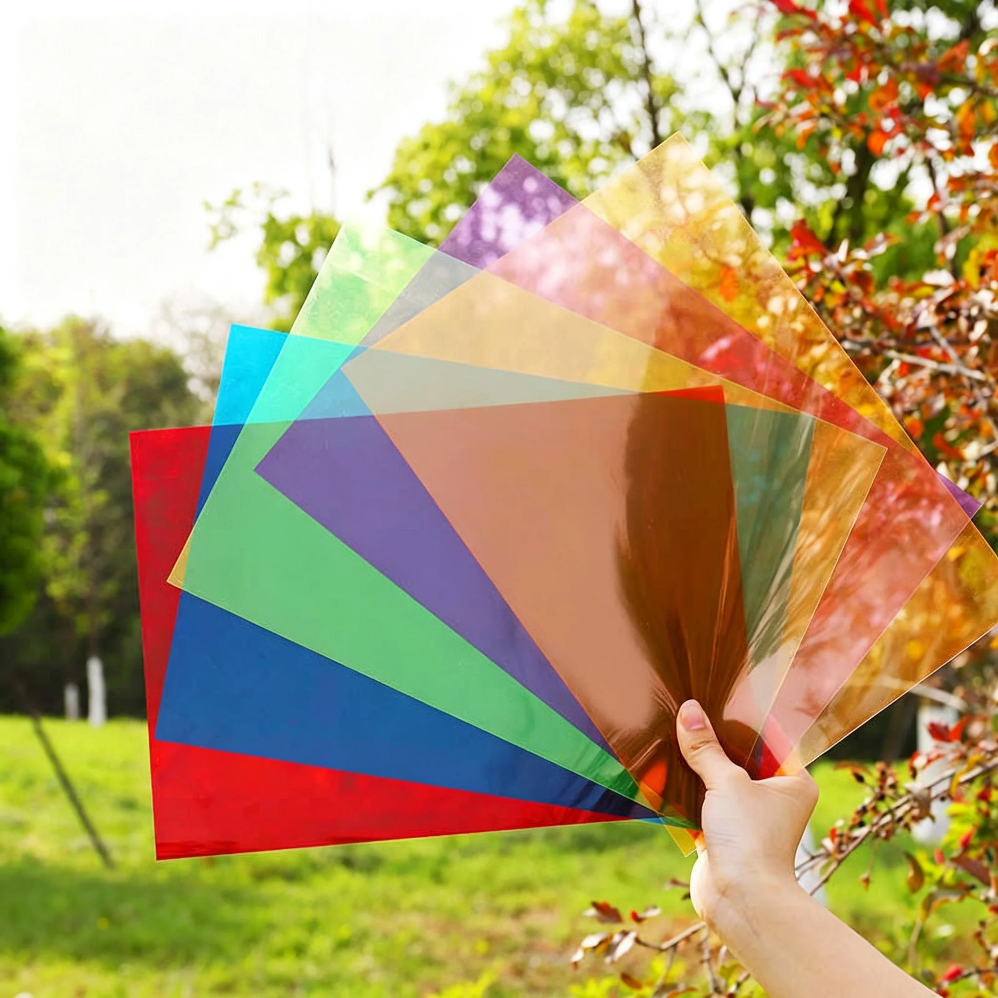 Colored Transparent Cellophane Sheets Multicolor Translucent Plastic Film DIY Handmade Craft Paper for Art Light Filter Decor