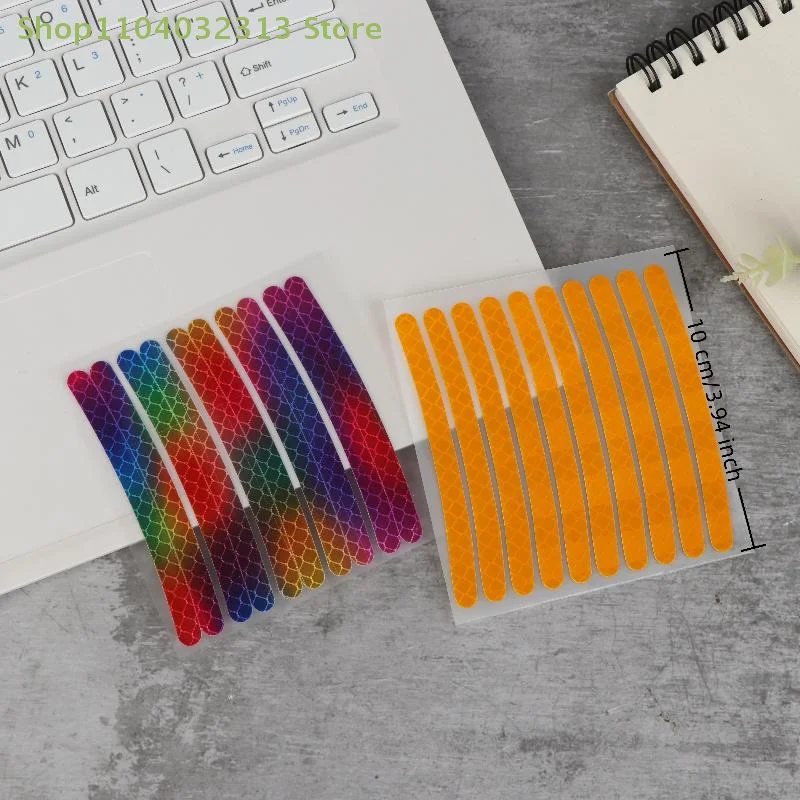 

100 шт./5 пакетов, предупреждение о ночной безопасности для автомобиля, мотоцикла, велосипедная светоотражающая наклейка для велосипедных колес, радужная красная наклейка для наклейки