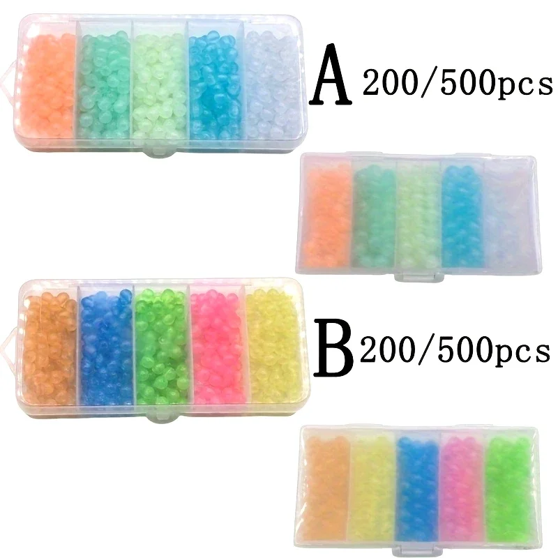 200/500pcs round color luminous beads, anti-collision beads, fishing accessories