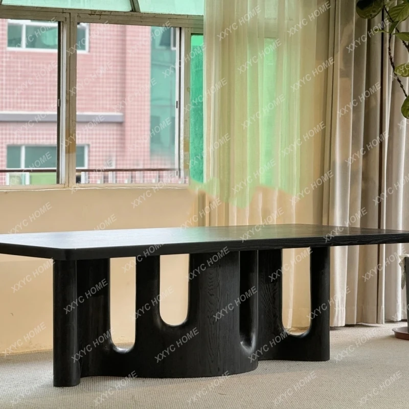 X-S  Medieval style solid wood dining table wabi style design home stay model room dining table  retro HG