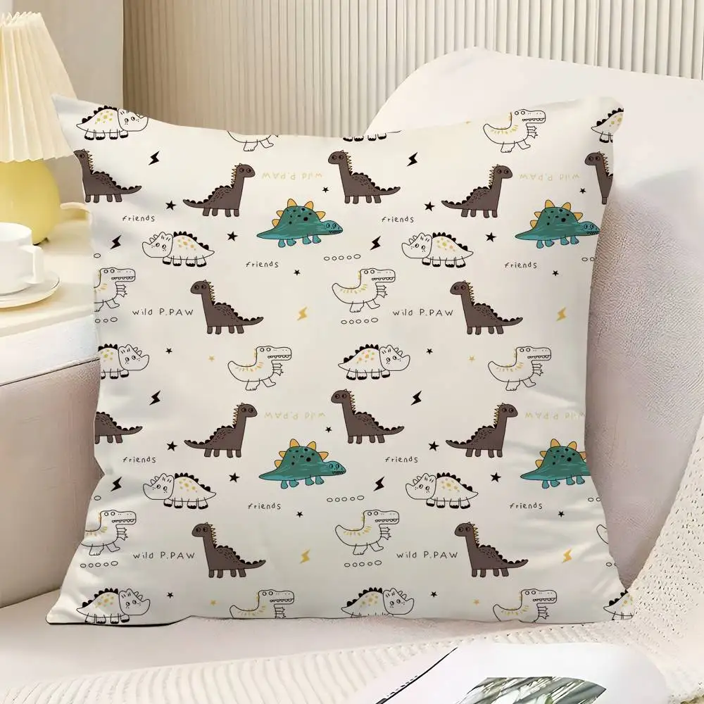Cartoon Dinosaur Throw Pillow Cover Neutral Decor Cushion Cover Soft Sofa Couch Bed Home Decor Pillow Case