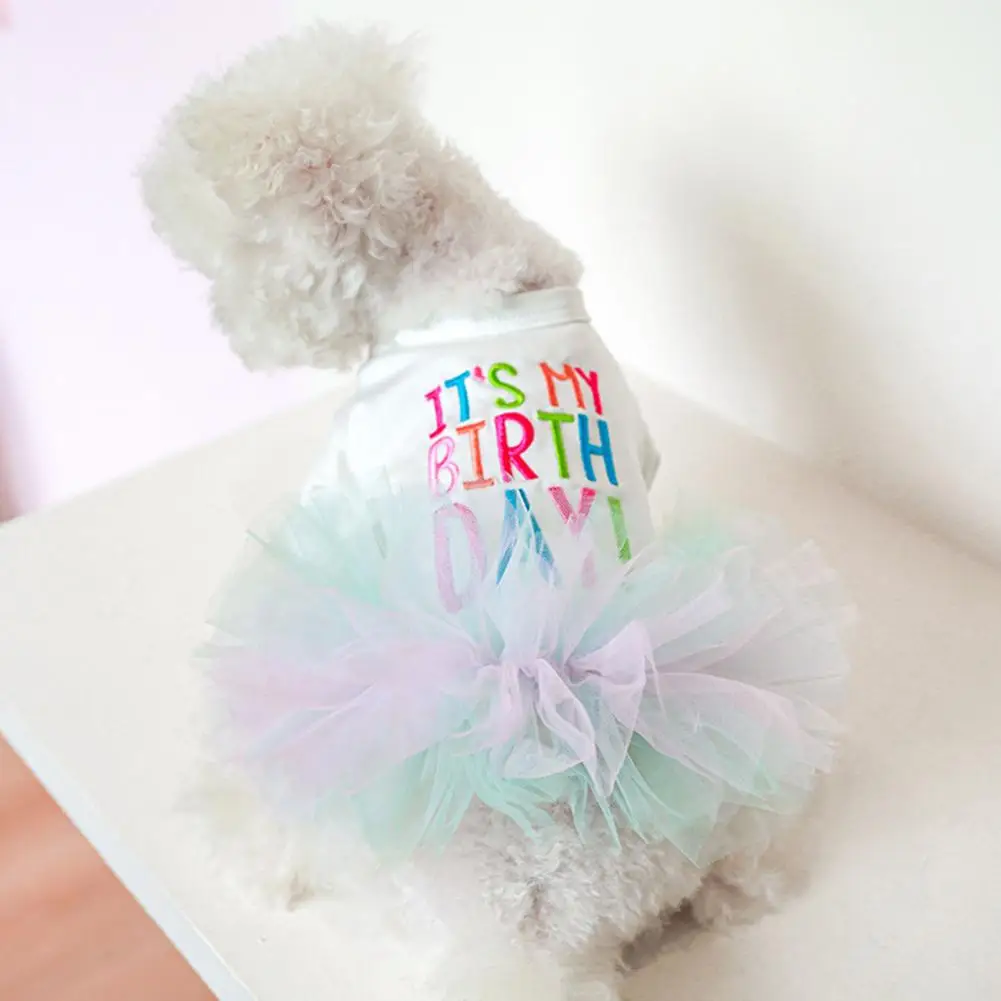 Beautiful Pet Tulle Dress Soft Texture Comfortable Fluffy Hem Pet Birthday Dress Pet Clothes