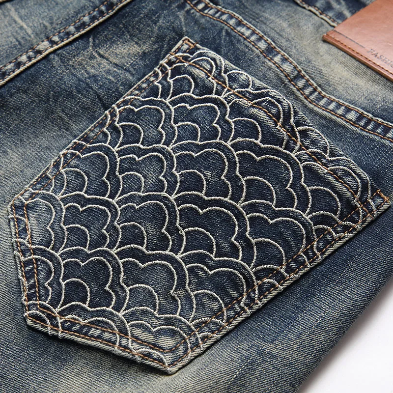 Ripped Jeans Men's Motorcycle Trendy Fashion Slim Fit 2024 Vintage Distressed Skinny Trousers High Street Pants