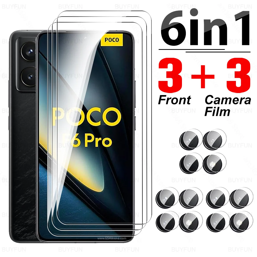 For Poco F6 Pro Glass 6in1 Tempered Glass For Xiaomi Poco F6 Pro Full Cover Screen Protector PocoF6 PocoF6Pro F6Pro 5G Lens Film