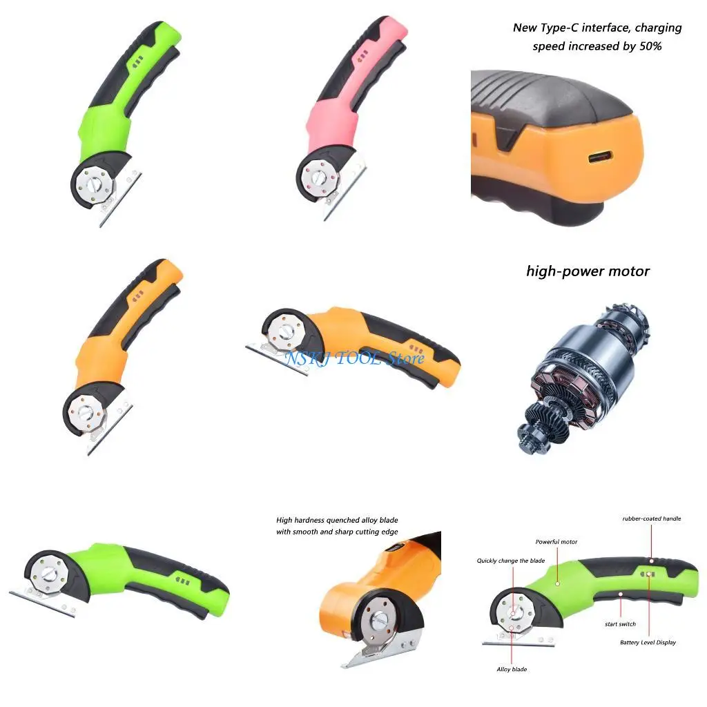 

L8RC Rechargeable Electric Scissors with Built in Battery Cutter for Rapid Cutting Fabric Leather Plastic Cordless Design