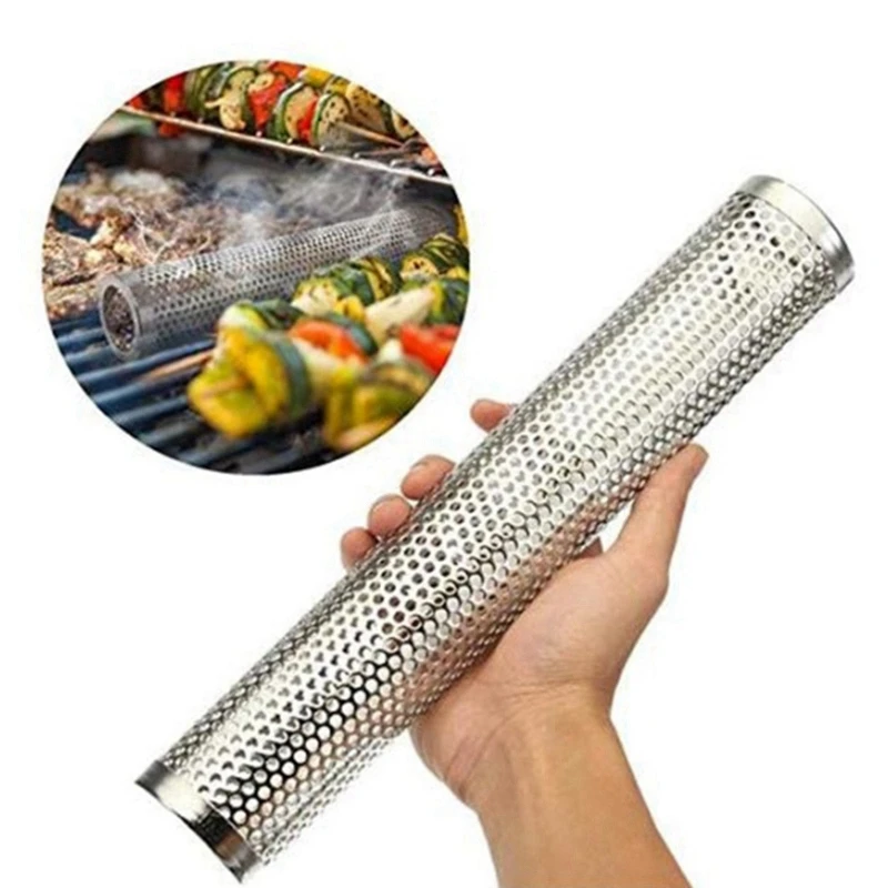 Bbq Stainless Steel Accessories Meshes Perforated Mesh Smoker Tube Barbecue Grill Generator Smoker Filter Tool