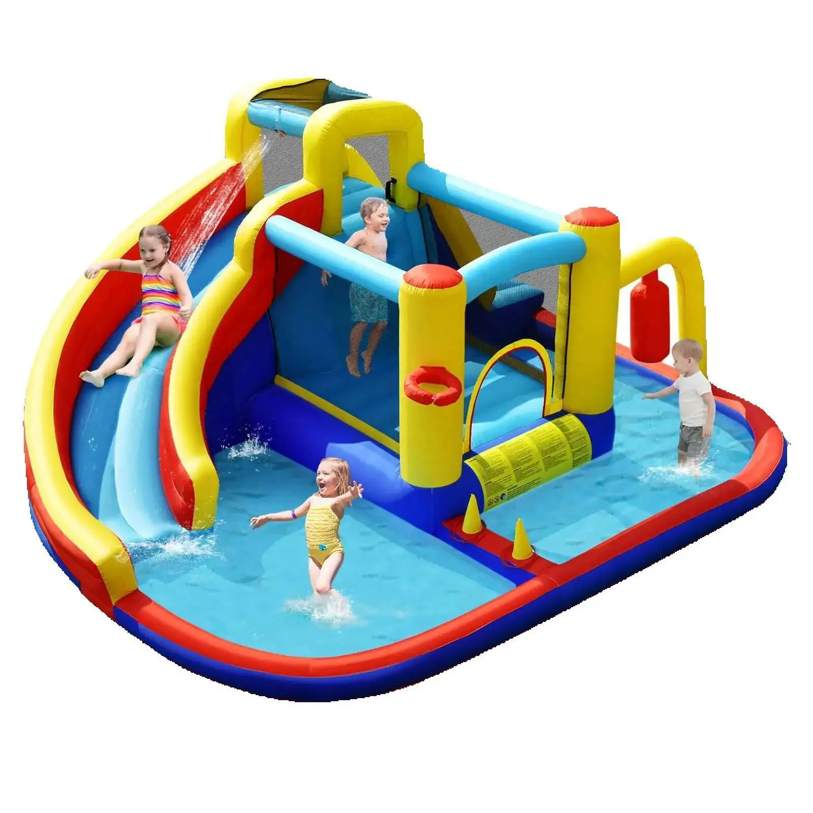 

Iatable 7-In-1 Water Slide Kids Bounce Castle Without Air Blower