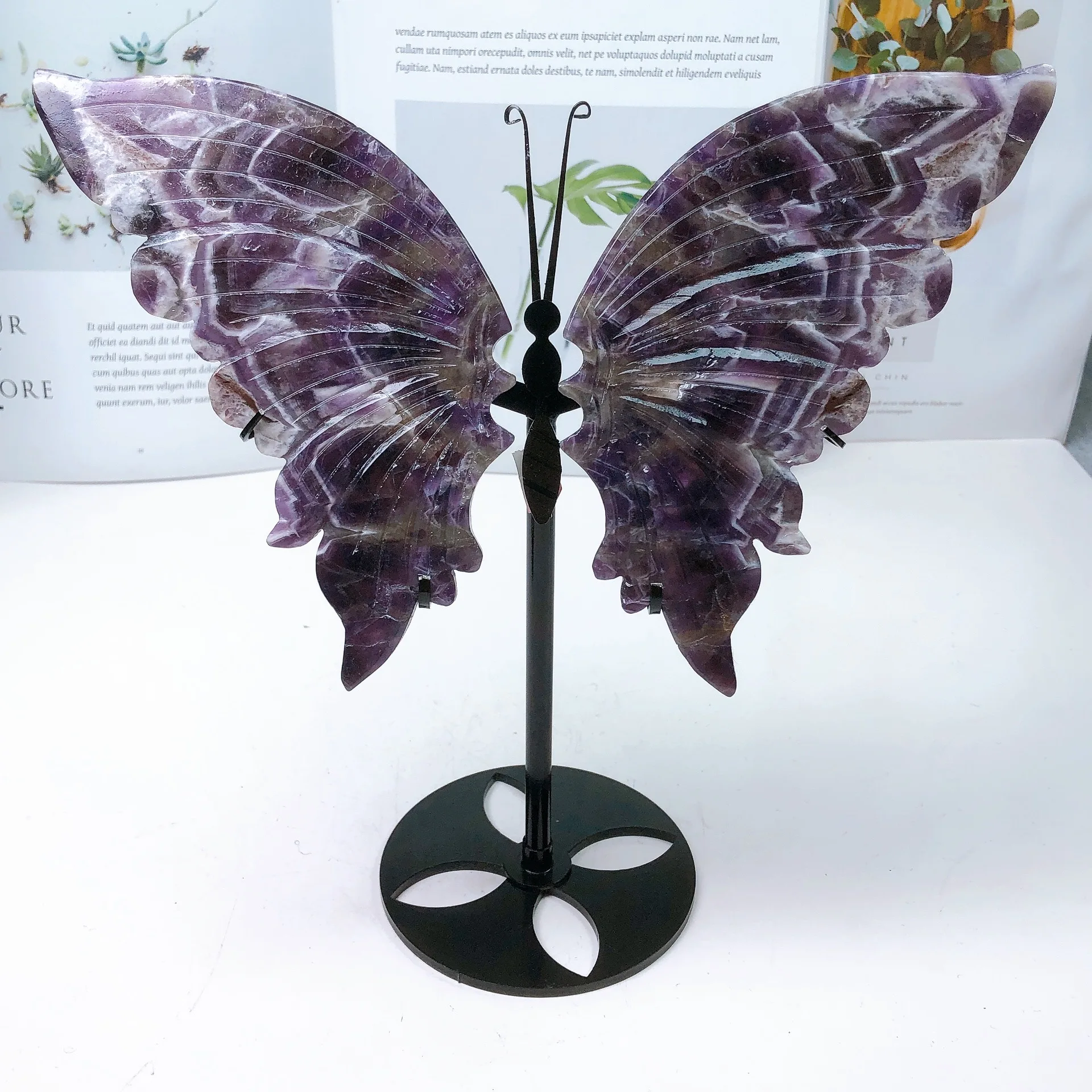 Natural Dream Amethyst Butterfly Wings Crystal, Reiki Figurine, Energy Healing Gemstone, Stone Gifts, Home Decoration, 1Pair