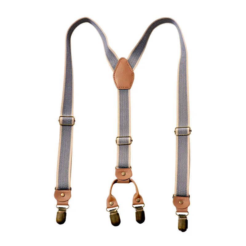 4 Metalen Clip Mannen Bretels Mode Unisex Y-vorm Bretels Britse Retro Stretch Verstelbare Riem Strap Antislip vader Gift