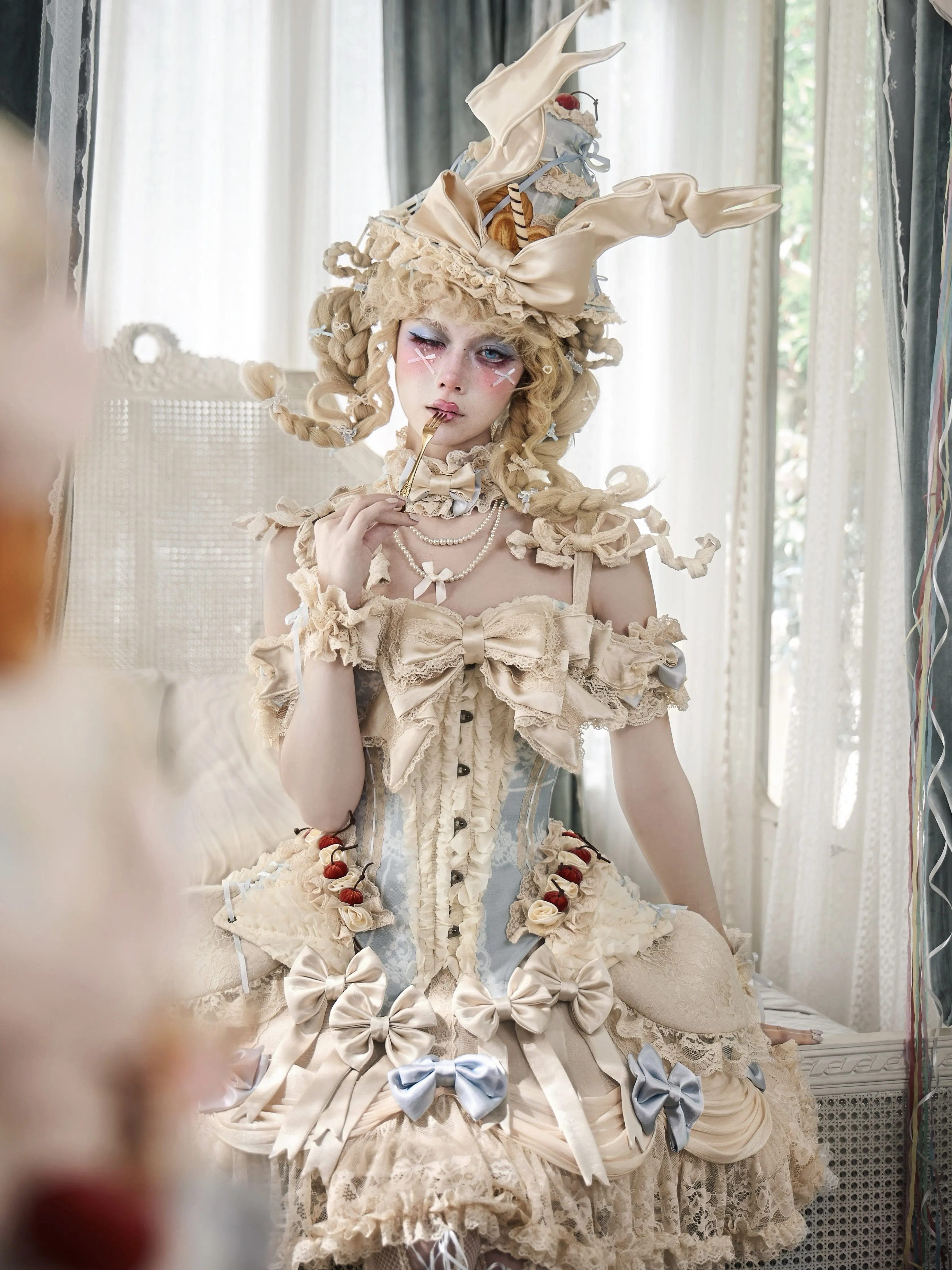 Blood Supply Original France Rococo Bowknot Slim Fishbone Cake Corset Lolita Cute Heavy Made Spagetti Bow Tie Summer Top Camis