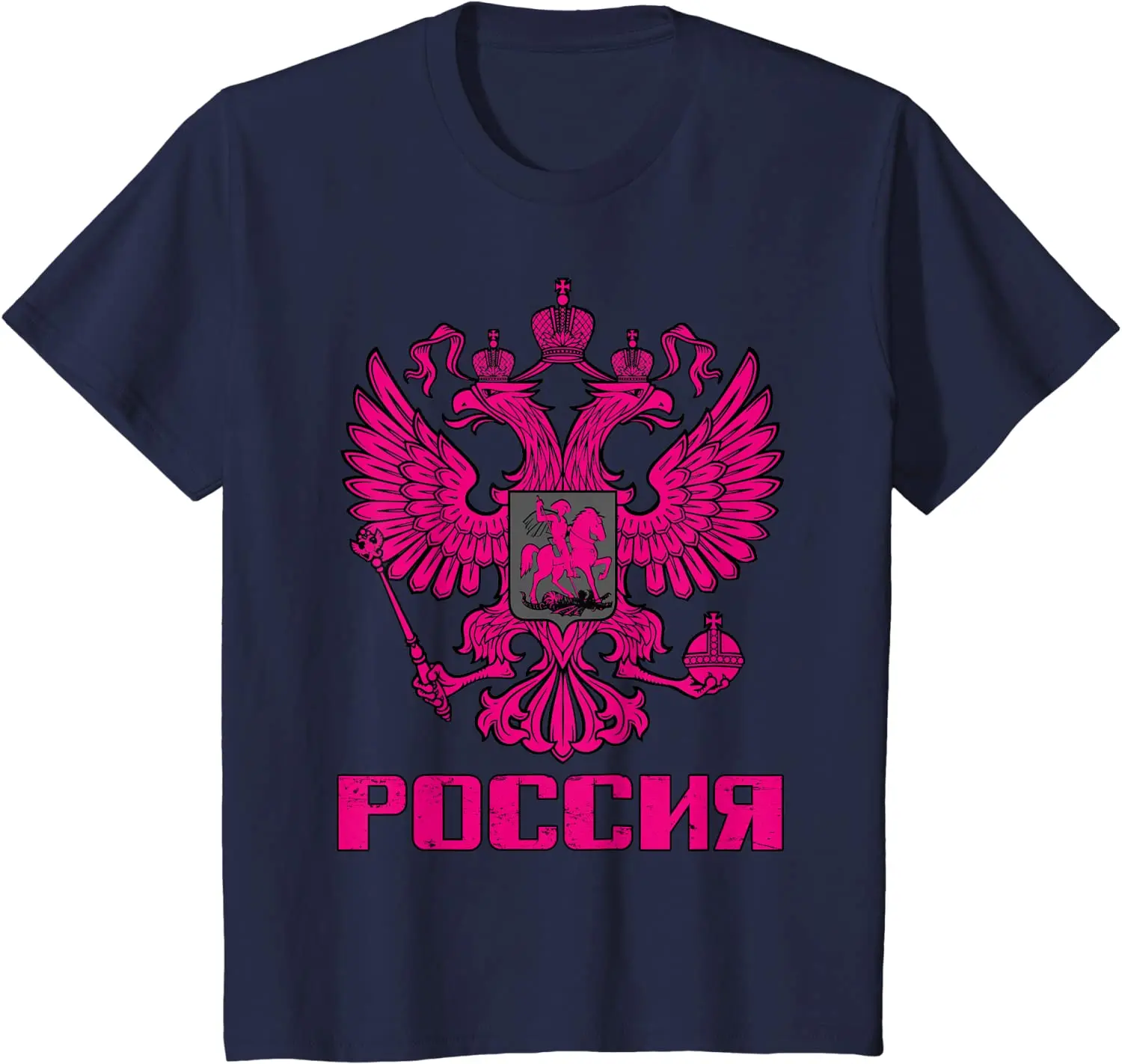 Russian Double-headed Eagle Badge Cyrillic Font Russia T-Shirt 100% Cotton O-Neck Short Sleeve Casual Mens T-shirt Size S-3XL