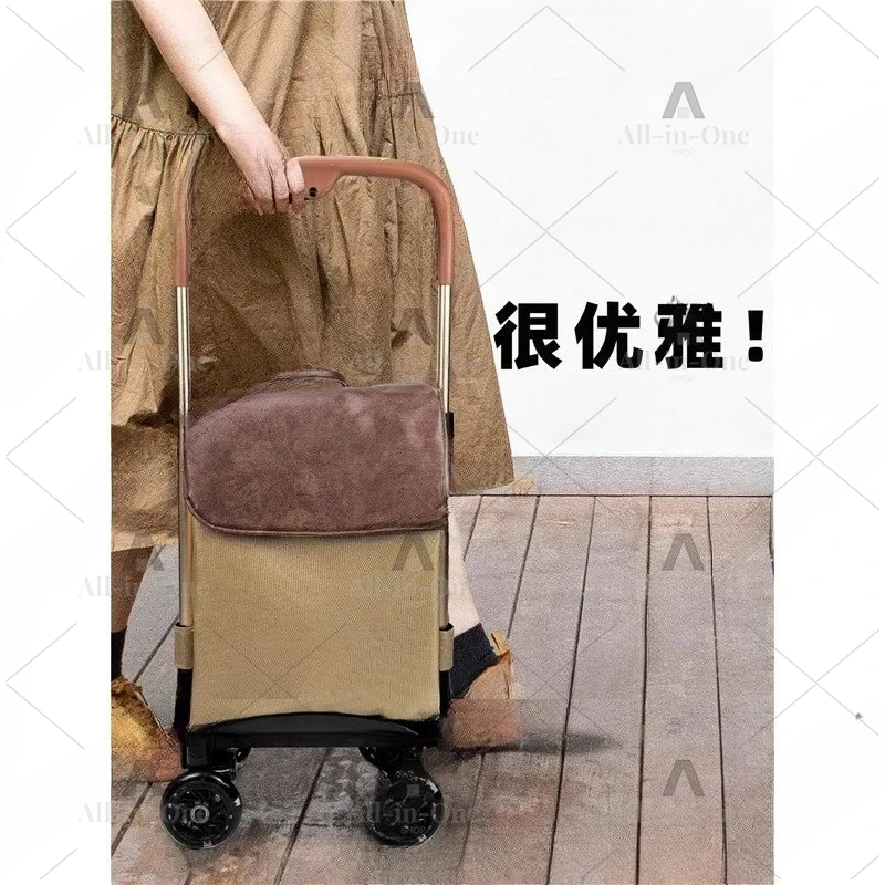 Household aluminum alloy universal wheel folding with brakes for the elderly shopping trolley telescopic trolley