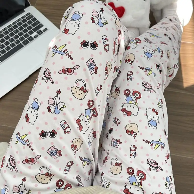 Hello Kitty Pajamas Pants Anime Kawaii Sanrio Pochacco Pajamas Cartoon Casual Soft Comfortable Cute Kuromi Girl Home Wear