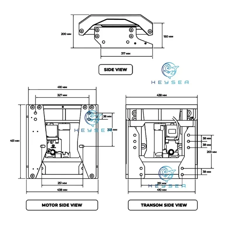 Marine Hydraulic Jack Plate Anodized Marine Electric Outboard Jack Plate, Outboard Engine 6 Inches Backward 5.5 Liters 115-600HP