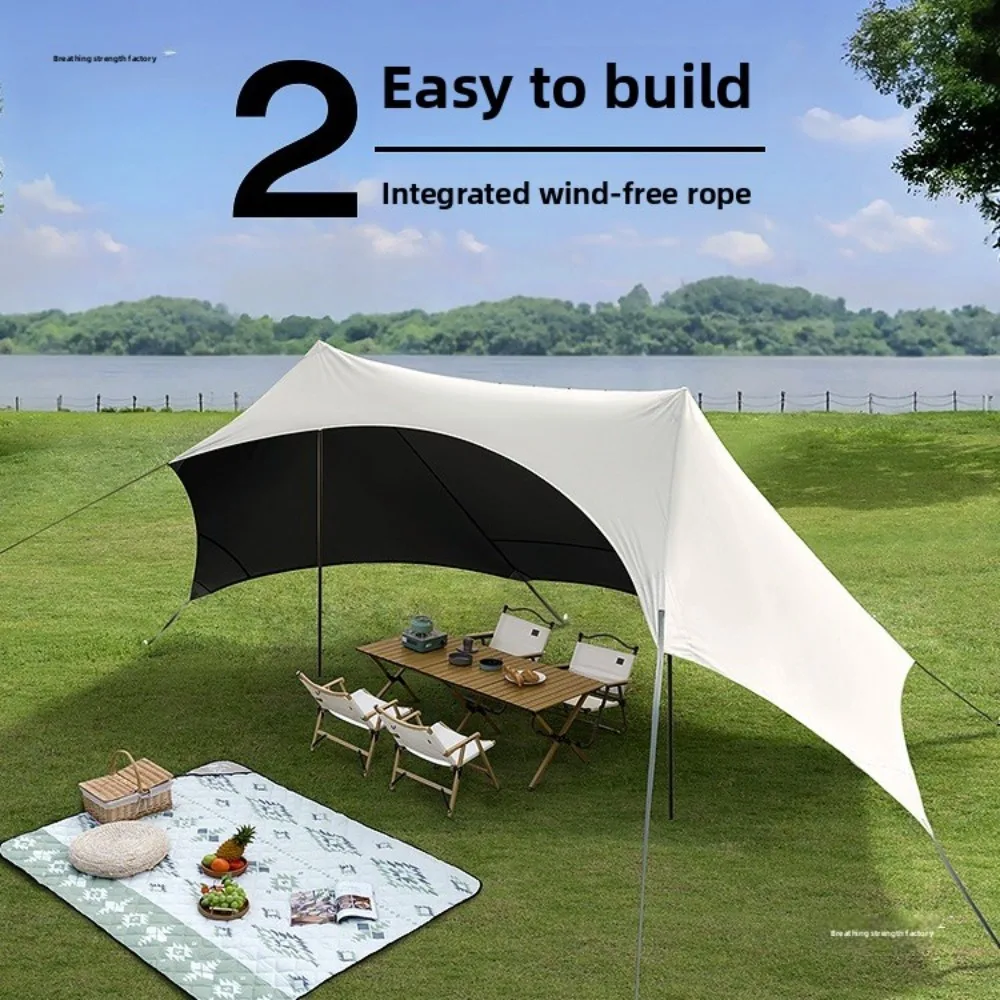 

Blackout Canopy Tent Outdoor Camping Set with Table Chairs Easy Setup Sun Shelter Waterproof Camping Equipment for Lazy Campers
