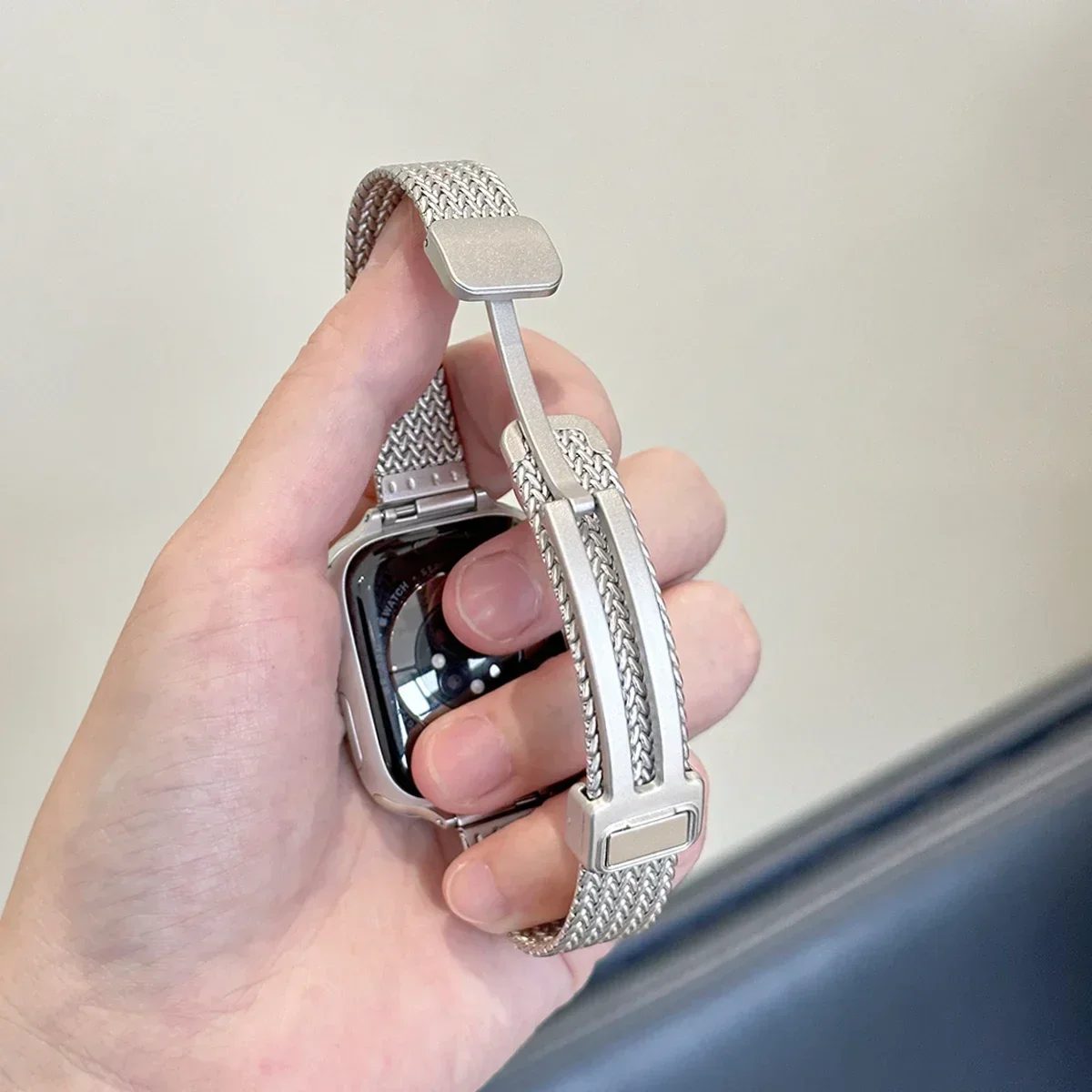 Magnetic Folding Loop Band For Apple Watch 9 8 7 41mm 45mm Slim Women Stainless Steel Strap For iwatch SE 6 5 4 40/44mm 38/42mm image 3