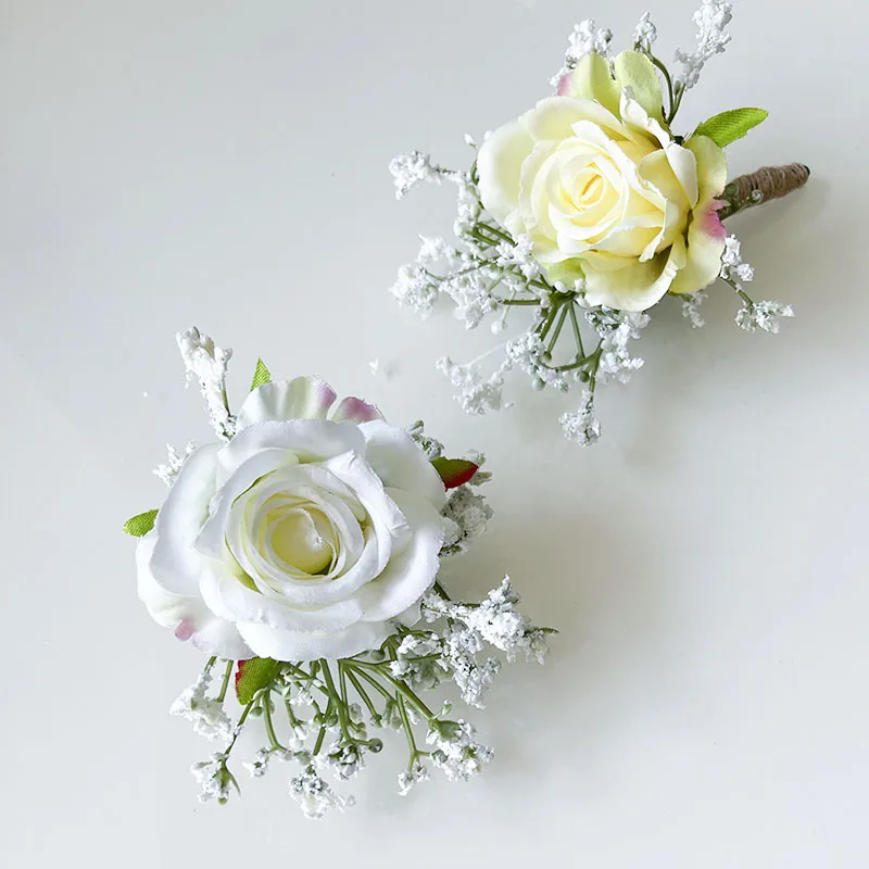 Boutonnière de Fleurs Artificielles pour Demoiselles d'Honneur, Bracelet de Corsage, Accessoires de ixde Bal