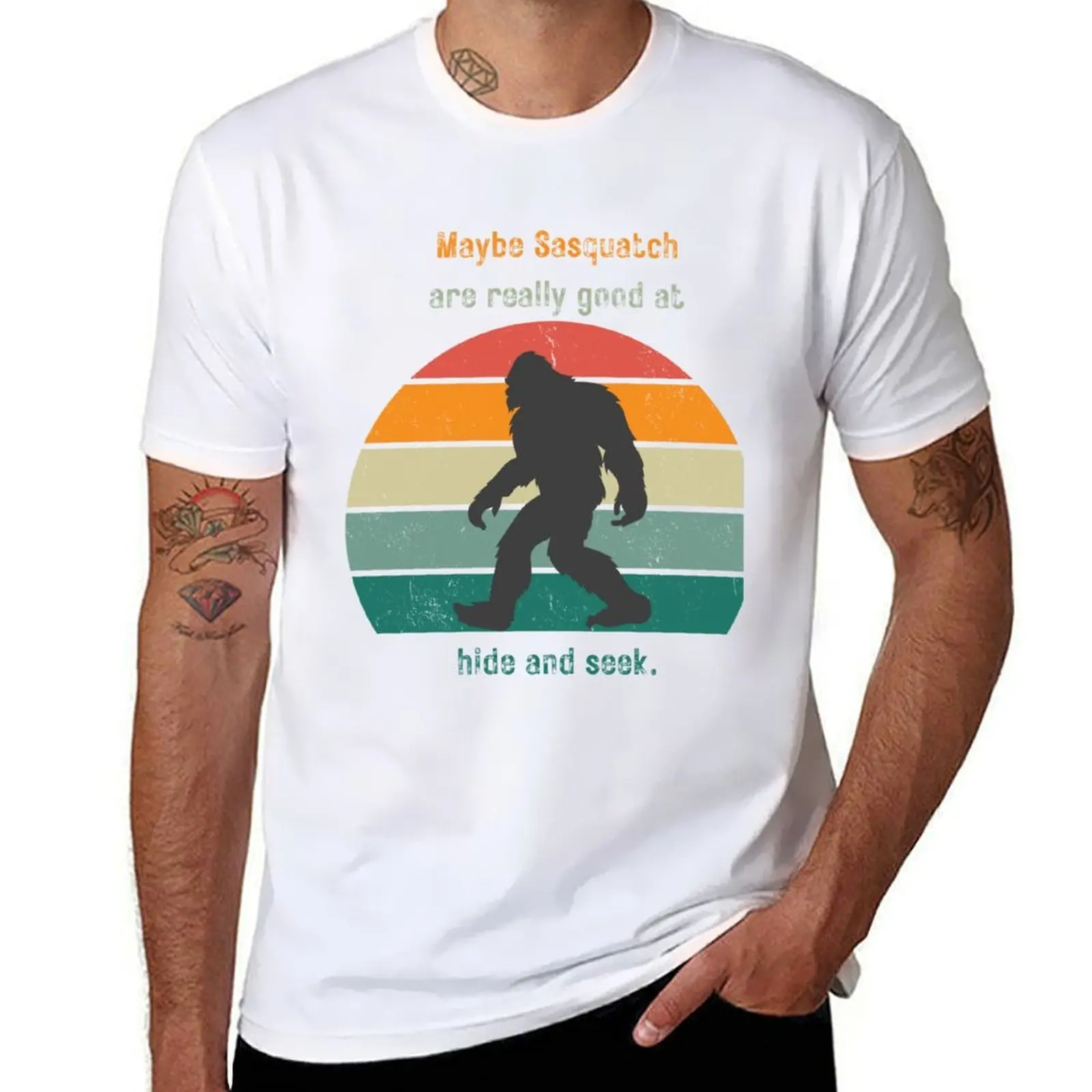 

Bigfoot. Good at hide and seek. cryptids T-Shirt man t shirts for men casual t shirts with prints T-Shirt