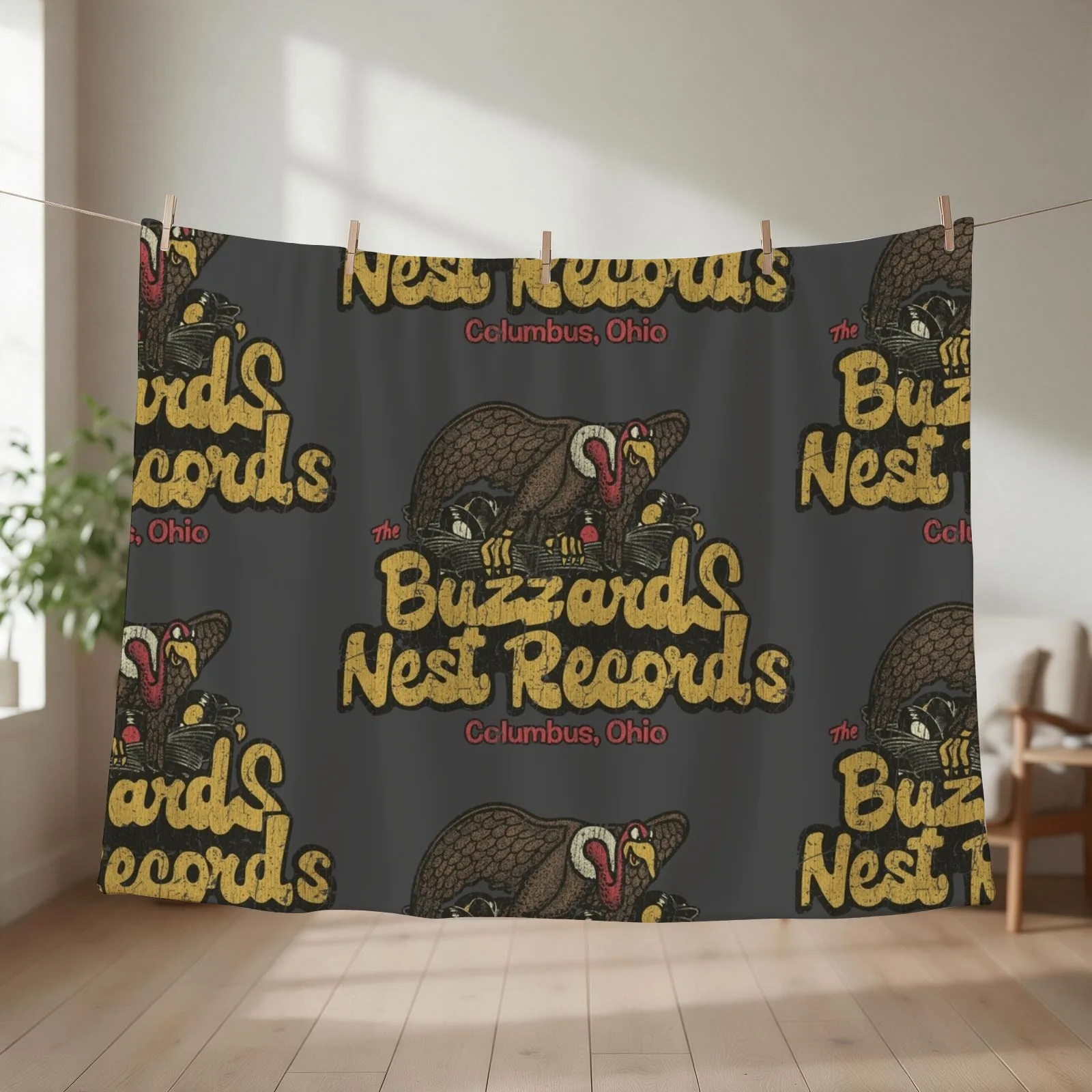 Buzzard's Nest Records 1976 Throw Blanket couch cozy soft plush fuzzy picnic outdoor blanket