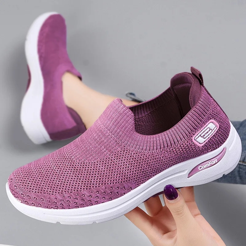 New Women's Mesh Sneakers 2024 Fashion Breathable Mesh Casual Shoes Summer Socks Vulcanized Shoes Sports Zapatillas Mujer