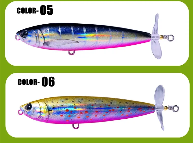 GREENSPIDE Propeller Bleistift Topwater Angeln Köder 95mm 12,5g Bass Fishing Tackle Angeln Zubehör Salzwasser Lockt Fisch Köder – Detail 10
