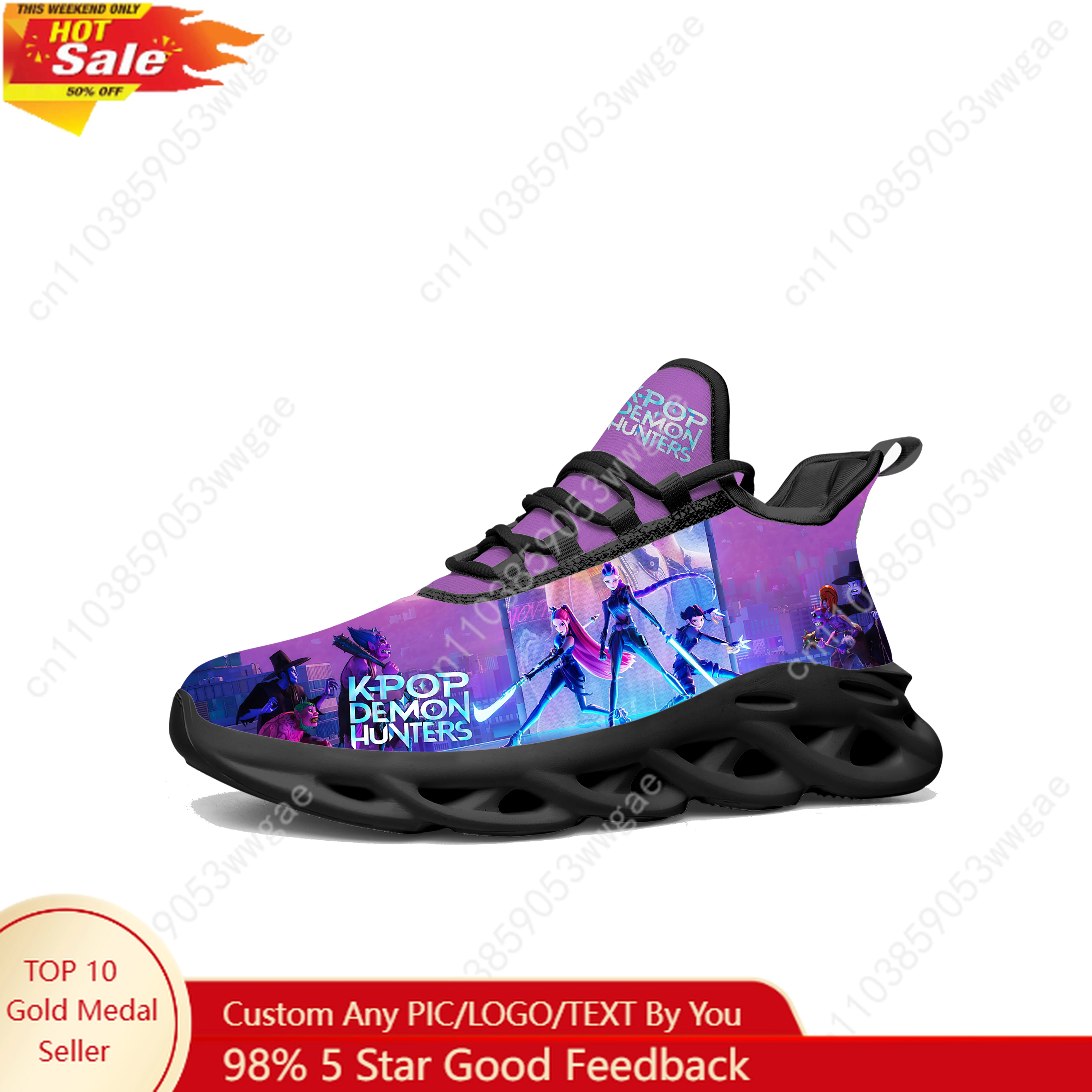 

KPop Demon Hunters Lace Mesh Shoes Flat Sneaker Mens Womens Sport Running Shoes Sport Sneakers Comfortable Customized Footwears