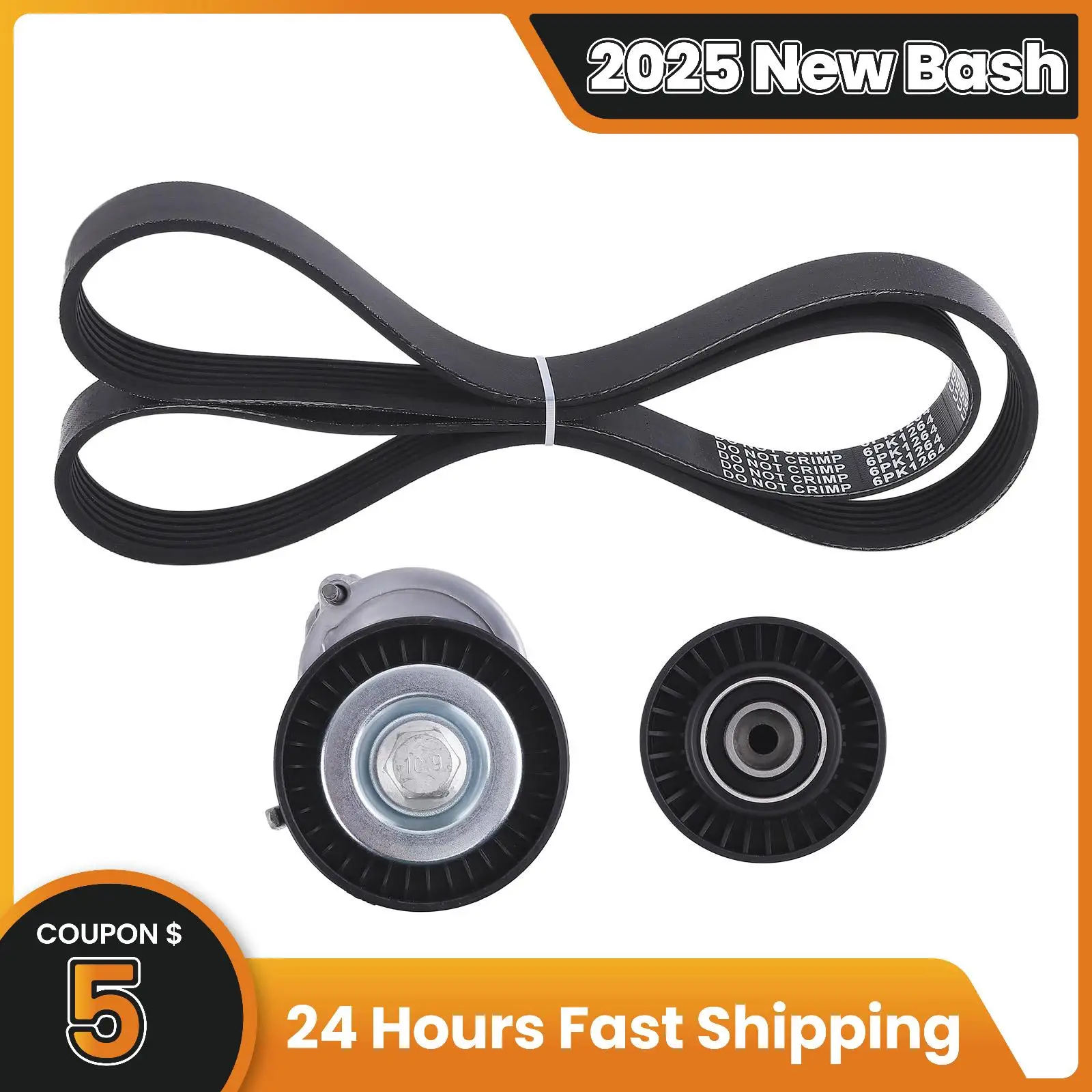 

Engine Belt Tensioner & Idler Pulley V-Ribbed Belt For Hyundai 252122G760 New