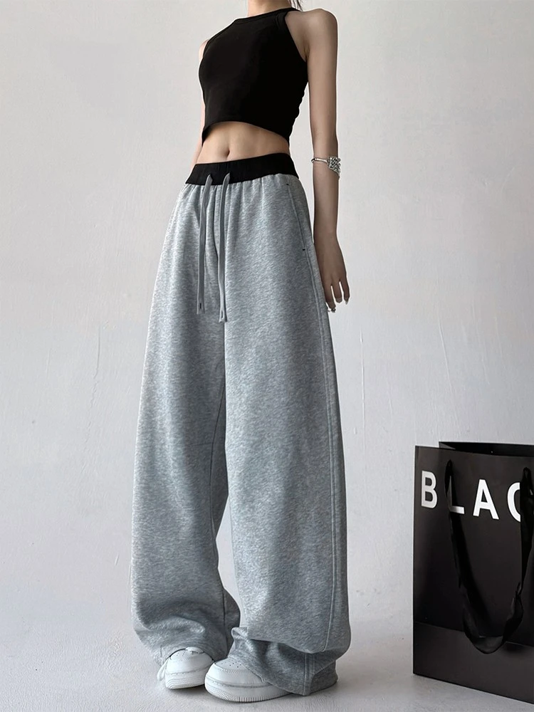 

Женские повседневные широкие брюки с завышенной талией и шнурком, спортивные штаны, весенние дизайнерские брюки