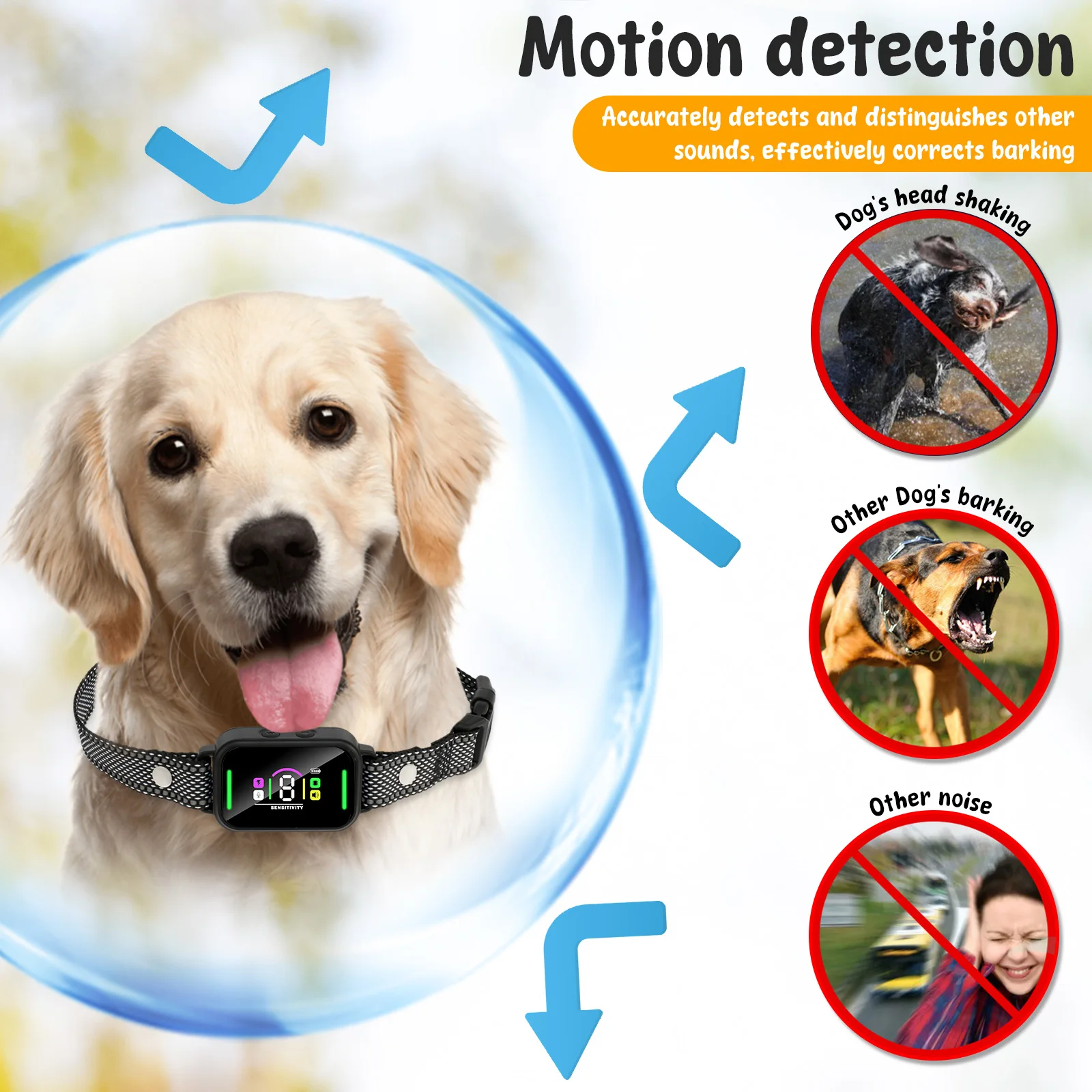 Pet Dog Anti Barking Device Bark Collar IP67 Waterproof Stop Barking Vibration Ultrasonic Dogs Training 4 Adjustable Modes USB