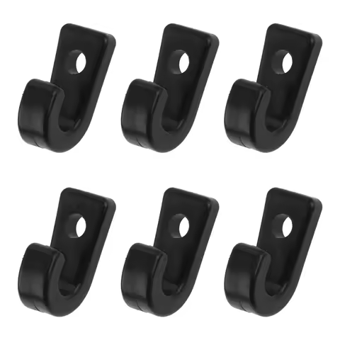 6Pcs Nylon Bungee Hooks Lashing Shock Cord J Hooks Solid Black Tie Down Deck Buckle For Kayaks Canoes Paddle Boats Accessories