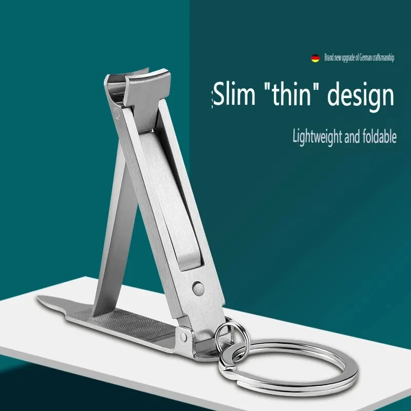 1pc Foldable Ultra-Thin Portable Stainless Steel Nail Toe Cutter, Trimmer Scissor Manicure Pedicure Tool Fingernail Clipper
