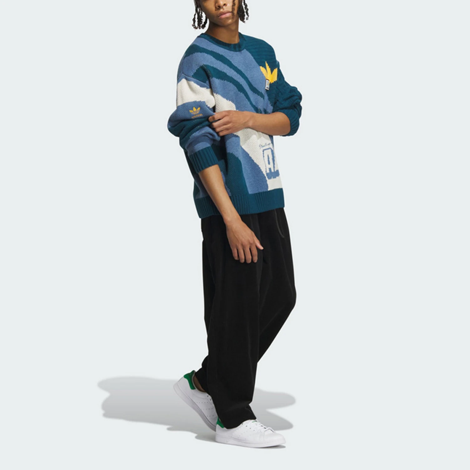 أديداس حقيقية البرسيم الرجال الرجعية محبوك جولة الرقبة عارضة البلوز IN0986 #3