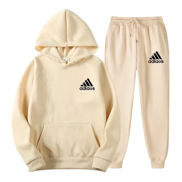 Una sudadera con capucha y pantalones para correr para hombres y mujeres de otoño e invierno más vendidos transfronterizos, conjunto deportivo informal para exteriores