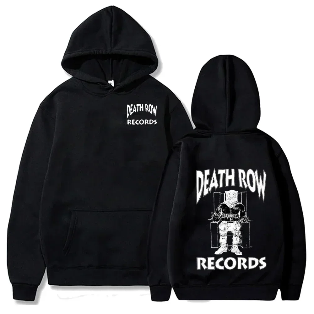 Death Row Inmate Record Print Hip-hop Street Cool Men Hooded Sweatshirt Autumn Winter Daily Outdoor Casual Loose Warm Sportswear