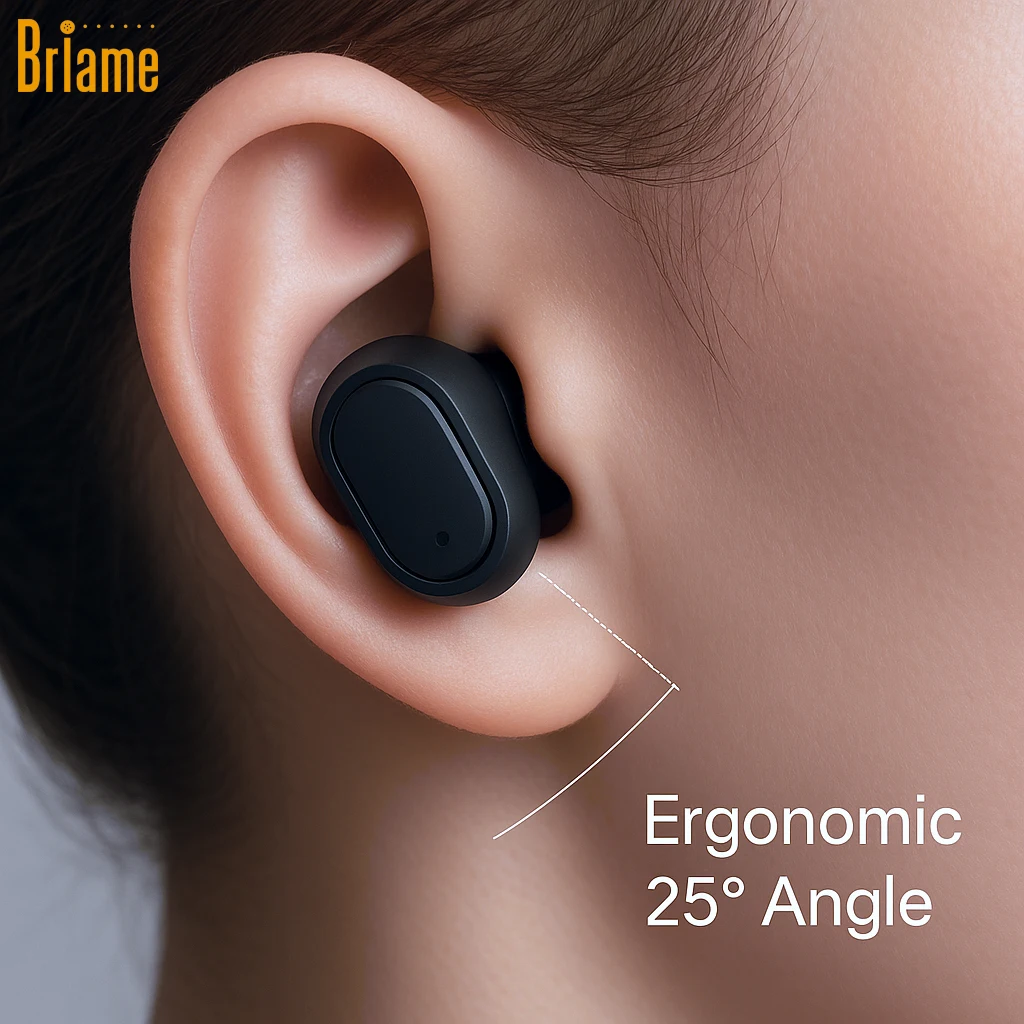 Briame سماعات أذن لاسلكية داخل الأذن سماعات بلوتوث صغيرة Hifi صوت سماعات أذن 40H طويلة الأمد الاستعداد سماعات بلوتوث ستيريو