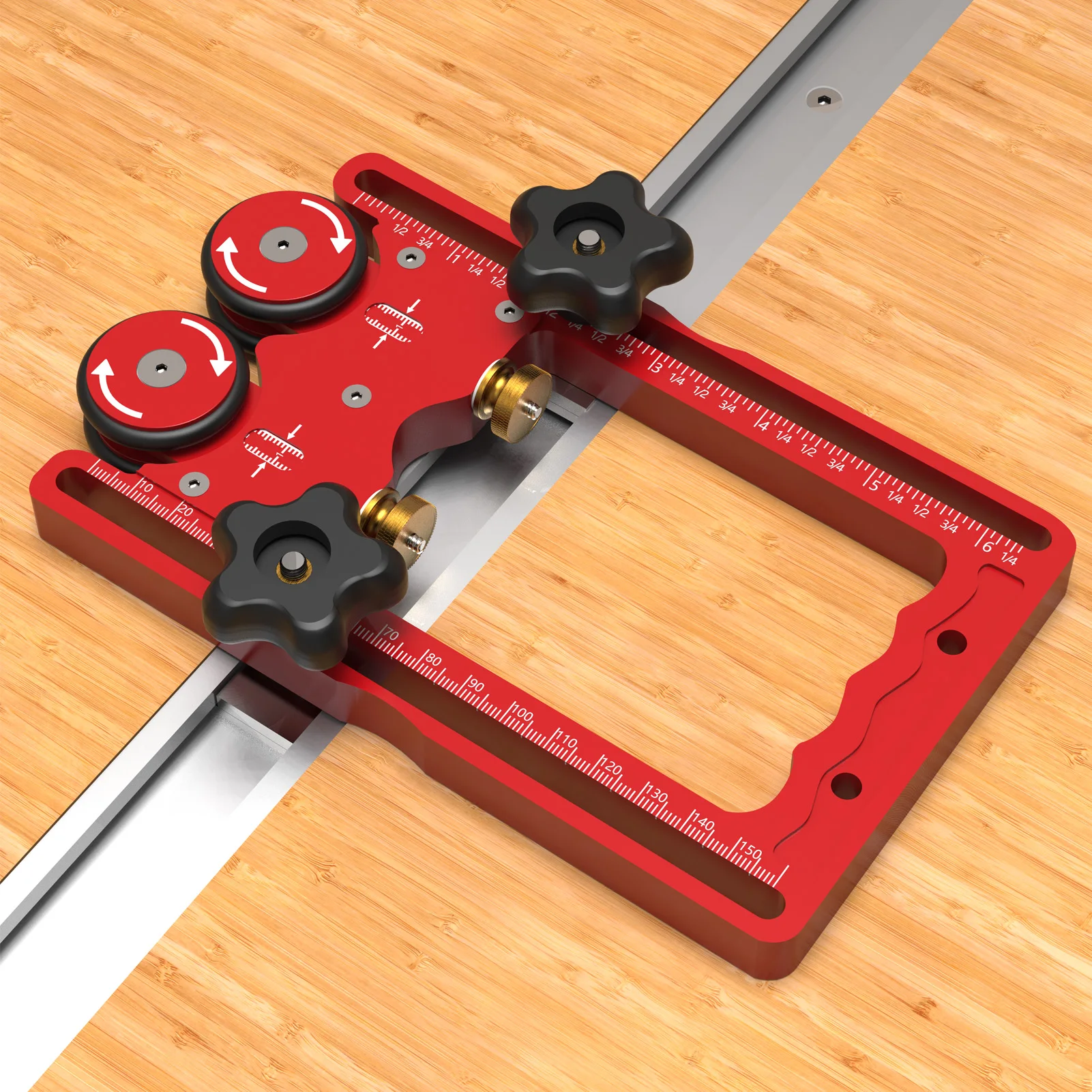 Table Saw Stock Roller Single Way Bearing Double Wheel 160mm Rail Table Saw Feeding Guide Roller for Woodworking Tool