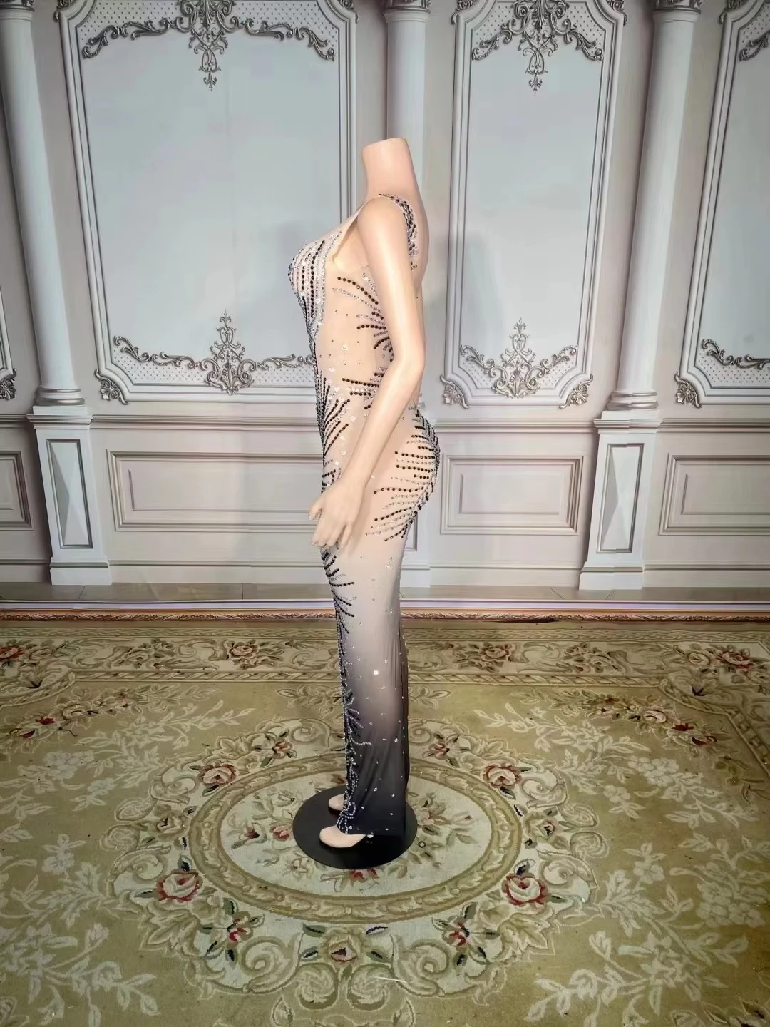 ZD Western V Neck Vestido de Noite com Lantejoulas Sexy Luxo Prom Vestido de Baile para Mulheres Vestido de Festa