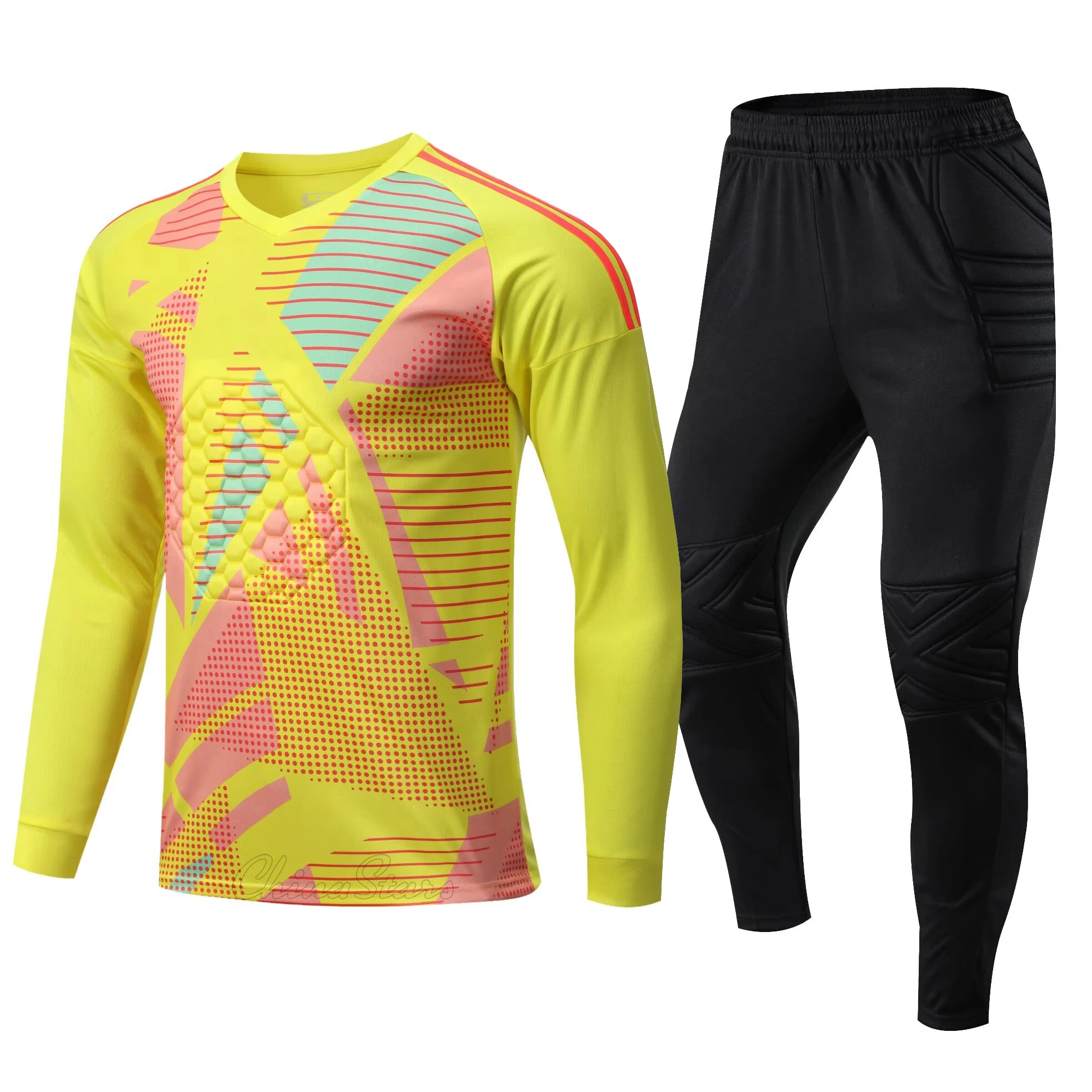 Customize Men Soccer Goalkeeper Uniforms Protective Sponge Youth Football Training Goalkeeper Boys Girls Top Soccer Jersey Pants