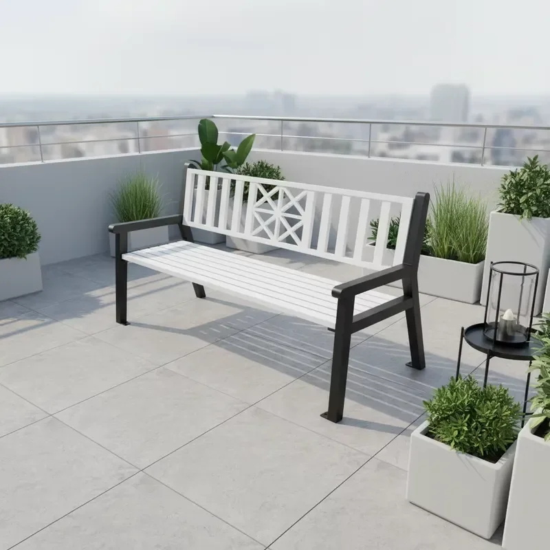 Modern Design Outdoor 2-Person Bench with Durable Metal Frame and Wood-Panel Style for Patio and Garden for all standard
