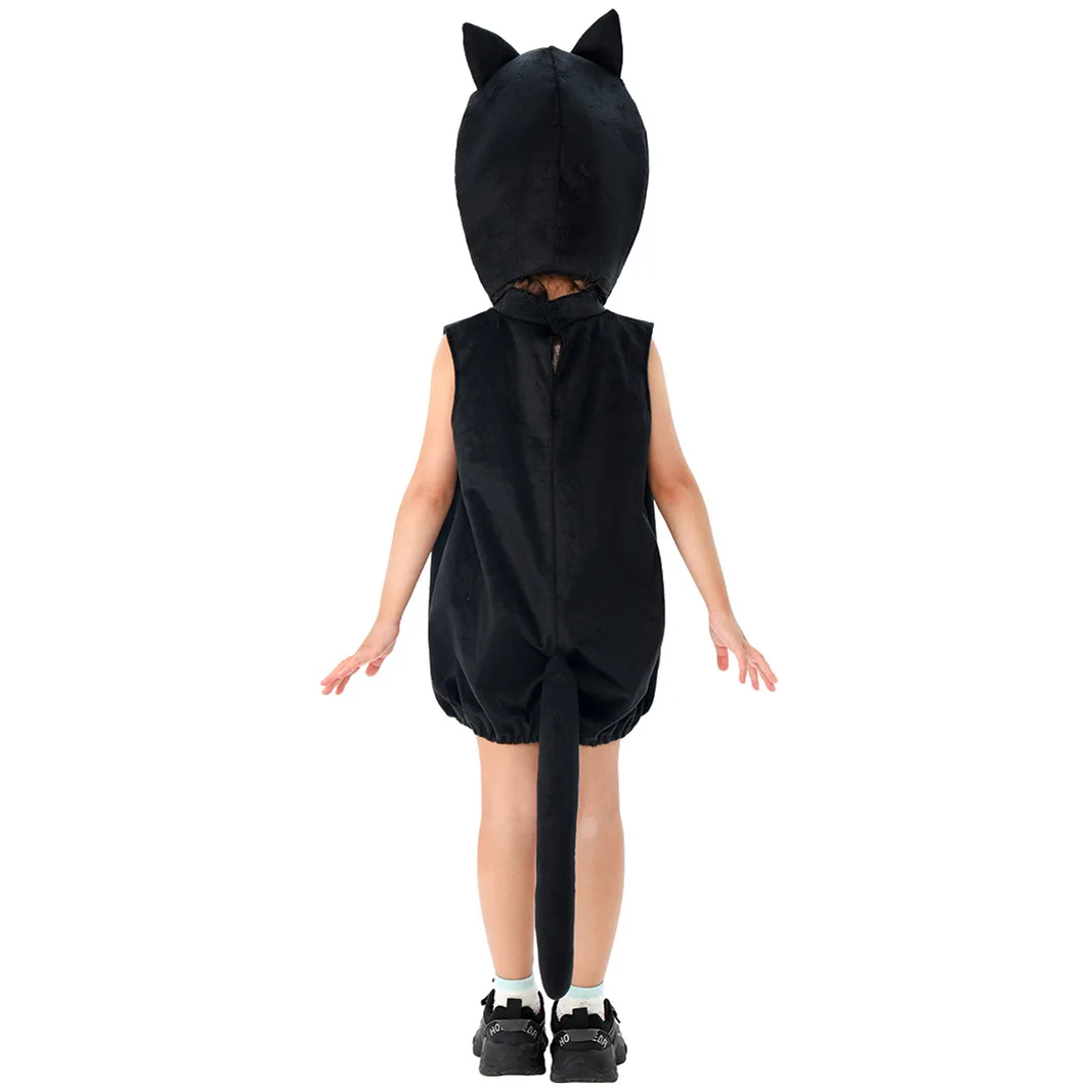 2025 Nuovo costume di Halloween Costume da spettacolo per bambini Costume cosplay gatto nero Costume da spettacolo per asilo