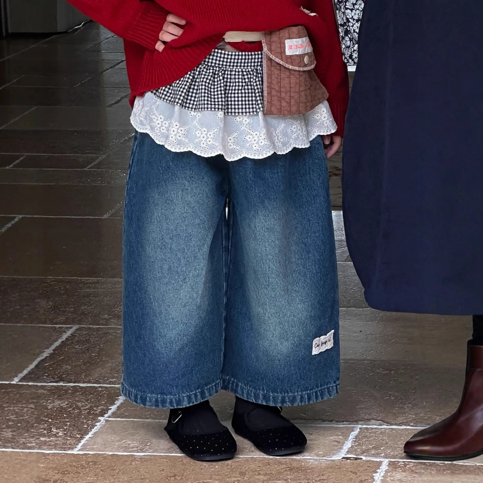 

Брюки для девочек, весенне-осенние корейские повседневные универсальные прямые широкие брюки, стильная и модная одежда